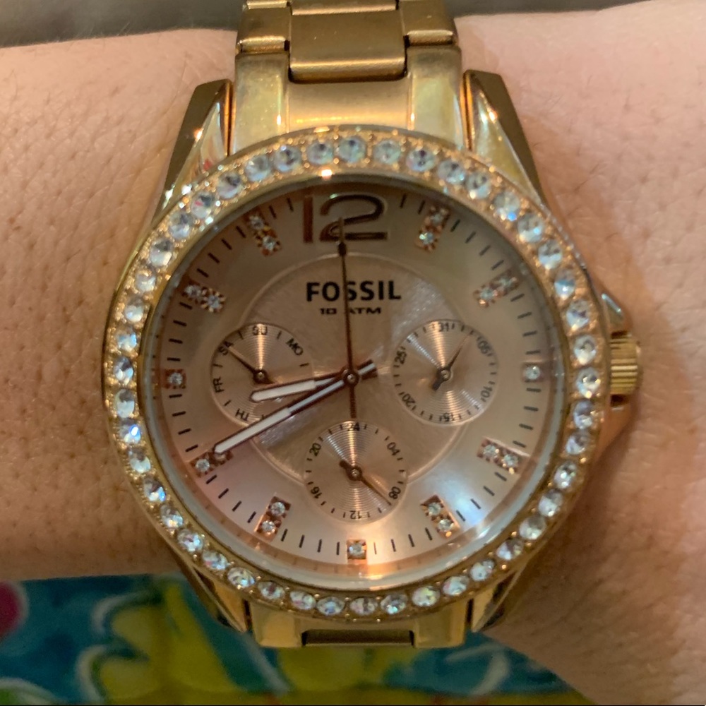 Fossil Rose Gold Watch with bling